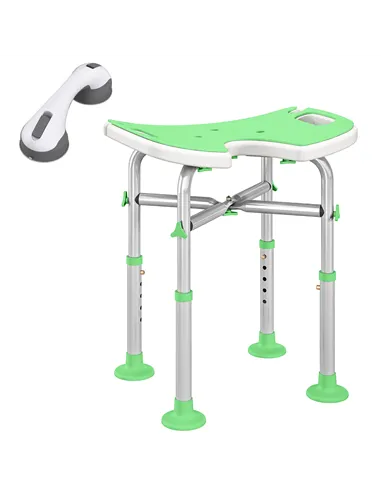 HOMCOM 39-51.5cm 'U' Seat Padded Shower Stool - Green