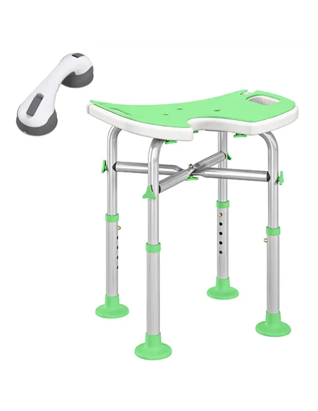 HOMCOM 39-51.5cm 'U' Seat Padded Shower Stool - Green