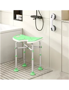 HOMCOM 39-51.5cm 'U' Seat Padded Shower Stool - Green 2