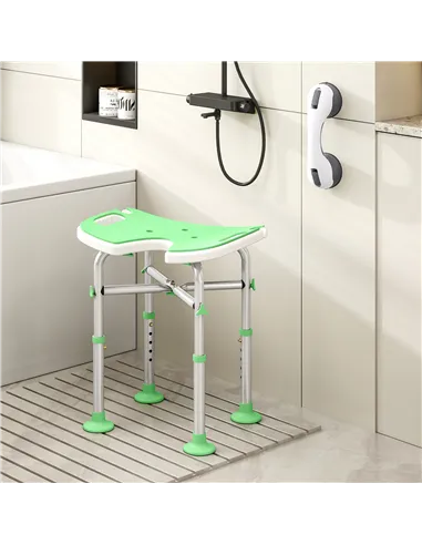 HOMCOM 39-51.5cm 'U' Seat Padded Shower Stool - Green