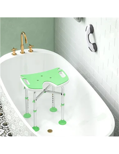 HOMCOM 39-51.5cm 'U' Seat Padded Shower Stool - Green