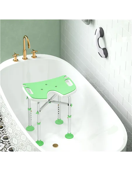 HOMCOM 39-51.5cm 'U' Seat Padded Shower Stool - Green