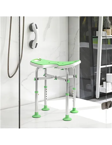 HOMCOM 39-51.5cm 'U' Seat Padded Shower Stool - Green