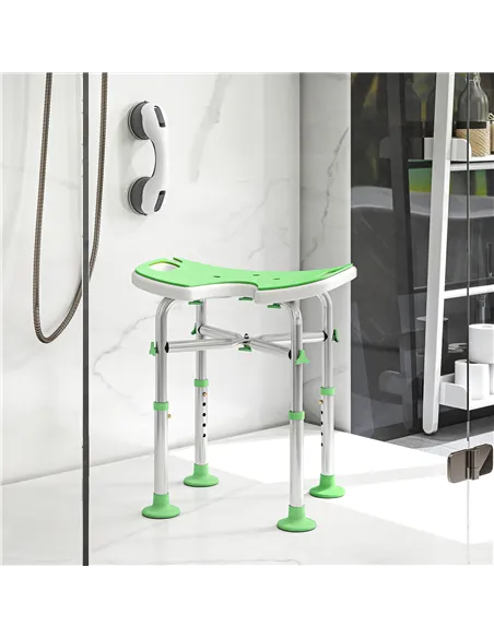 HOMCOM 39-51.5cm 'U' Seat Padded Shower Stool - Green
