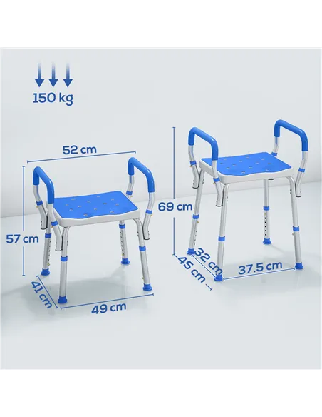 HOMCOM 57-69cm Aluminium Frame Bath Seat