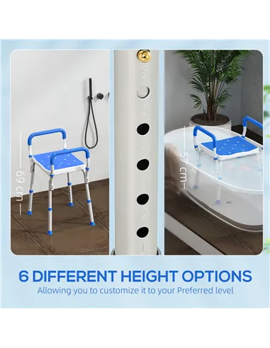 HOMCOM 57-69cm Aluminium Frame Bath Seat