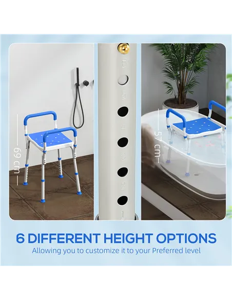 HOMCOM 57-69cm Aluminium Frame Bath Seat