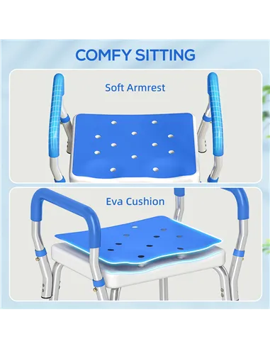 HOMCOM 57-69cm Aluminium Frame Bath Seat
