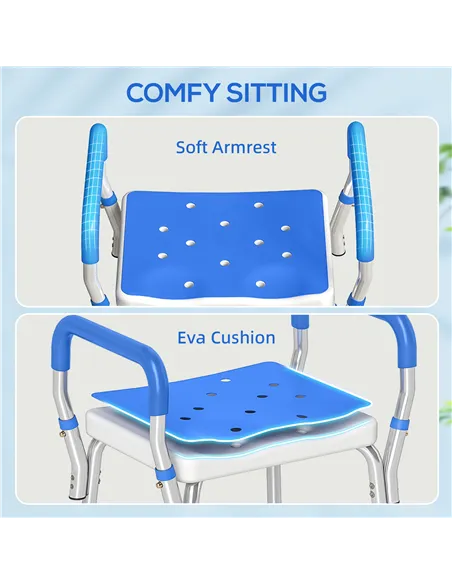 HOMCOM 57-69cm Aluminium Frame Bath Seat
