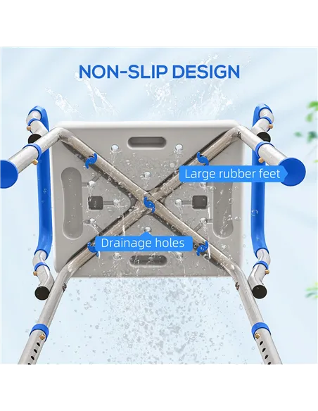 HOMCOM 57-69cm Aluminium Frame Bath Seat