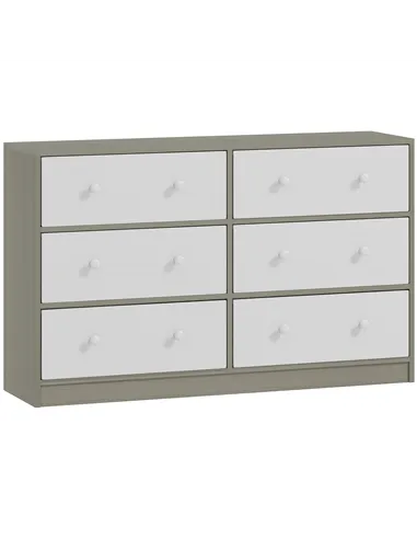HOMCOM Chest of Drawers, Dresser with 6 Fabric Drawers - White and Grey
