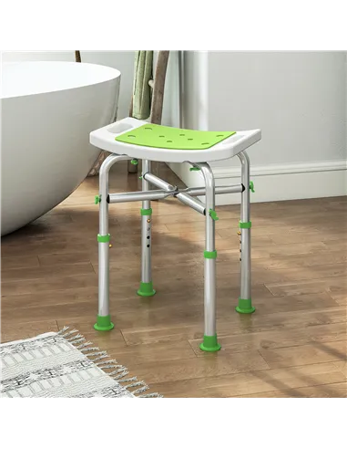 HOMCOM 44-51.5cm Aluminium Frame Shower/Bath Stool - Green