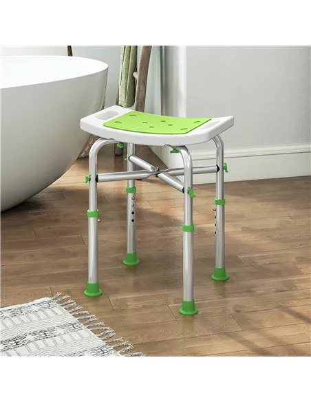 HOMCOM 44-51.5cm Aluminium Frame Shower/Bath Stool - Green