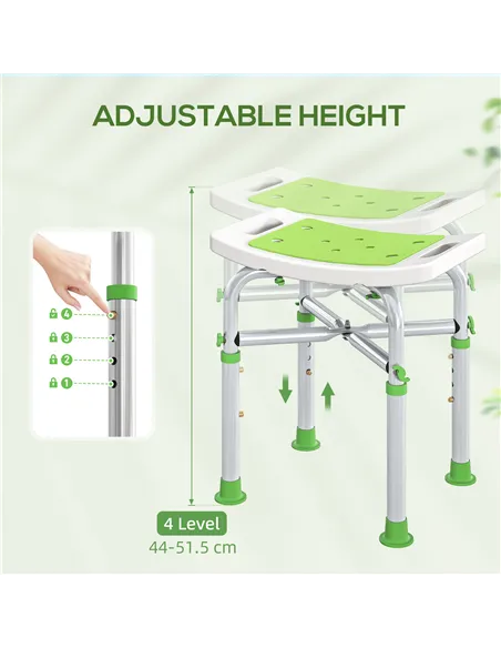 HOMCOM 44-51.5cm Aluminium Frame Shower/Bath Stool - Green