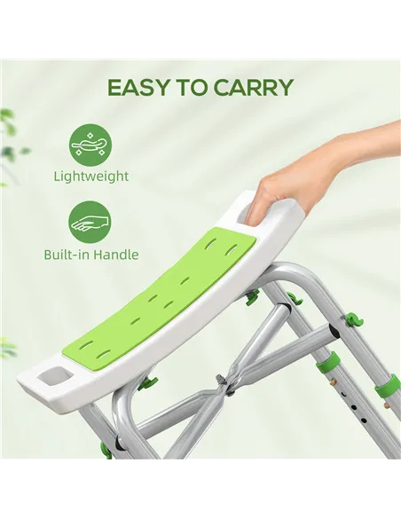 HOMCOM 44-51.5cm Aluminium Frame Shower/Bath Stool - Green