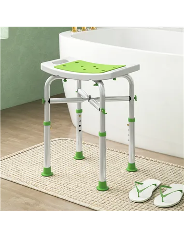 HOMCOM 44-51.5cm Aluminium Frame Shower/Bath Stool - Green