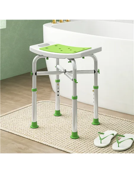 HOMCOM 44-51.5cm Aluminium Frame Shower/Bath Stool - Green