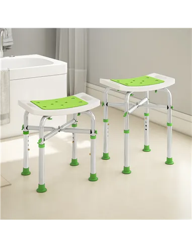 HOMCOM 44-51.5cm Aluminium Frame Shower/Bath Stool - Green