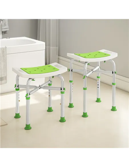 HOMCOM 44-51.5cm Aluminium Frame Shower/Bath Stool - Green