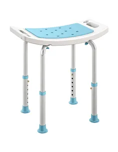 HOMCOM Shower Chair, Adjustable Height Shower Stool with Aluminium Frame and Non-Slip Feet, Bathtub Stool Seat for Elderly Disab