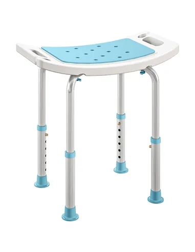 HOMCOM Shower Chair, Adjustable Height Shower Stool with Aluminium Frame and Non-Slip Feet, Bathtub Stool Seat for Elderly Disab