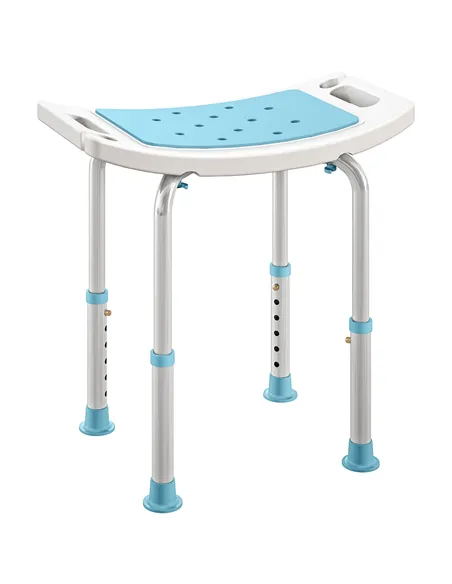 HOMCOM Shower Chair, Adjustable Height Shower Stool with Aluminium Frame and Non-Slip Feet, Bathtub Stool Seat for Elderly Disab