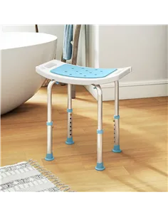 HOMCOM Shower Chair, Adjustable Height Shower Stool with Aluminium Frame and Non-Slip Feet, Bathtub Stool Seat for Elderly Disab 2