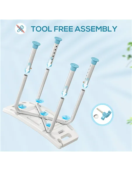 HOMCOM Shower Chair, Adjustable Height Shower Stool with Aluminium Frame and Non-Slip Feet, Bathtub Stool Seat for Elderly Disab