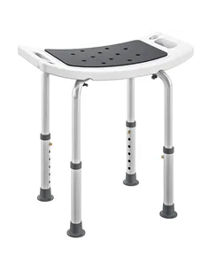 HOMCOM Shower Chair, Adjustable Height Shower Stool with Aluminium Frame and Non-Slip Feet, Bathtub Stool Seat for Elderly Disab