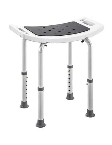 HOMCOM Shower Chair, Adjustable Height Shower Stool with Aluminium Frame and Non-Slip Feet, Bathtub Stool Seat for Elderly Disab
