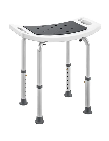 HOMCOM Shower Chair, Adjustable Height Shower Stool with Aluminium Frame and Non-Slip Feet, Bathtub Stool Seat for Elderly Disab