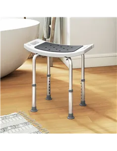 HOMCOM Shower Chair, Adjustable Height Shower Stool with Aluminium Frame and Non-Slip Feet, Bathtub Stool Seat for Elderly Disab 2