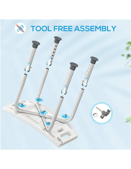 HOMCOM Shower Chair, Adjustable Height Shower Stool with Aluminium Frame and Non-Slip Feet, Bathtub Stool Seat for Elderly Disab