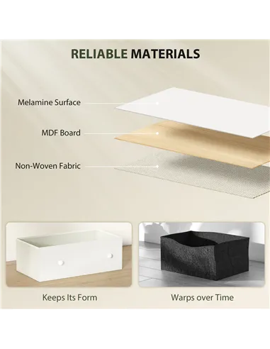 HOMCOM Chest of Drawers, Dresser with 6 Fabric Drawers - White and Grey