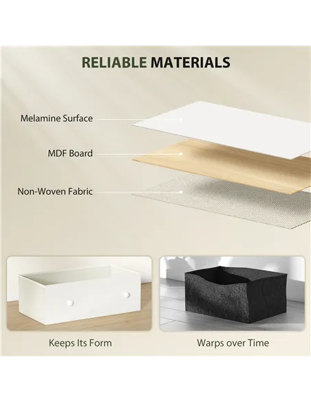 HOMCOM Chest of Drawers, Dresser with 6 Fabric Drawers - White and Grey