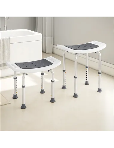 HOMCOM Shower Chair, Adjustable Height Shower Stool with Aluminium Frame and Non-Slip Feet, Bathtub Stool Seat for Elderly Disab