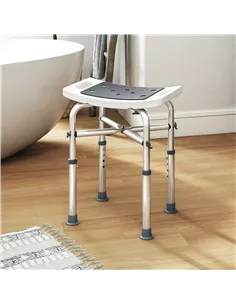 HOMCOM 44-51.5cm Aluminium Frame Shower/Bath Stool - Grey 2