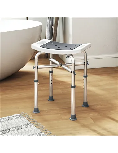 HOMCOM 44-51.5cm Aluminium Frame Shower/Bath Stool - Grey
