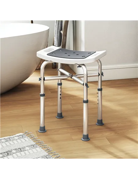 HOMCOM 44-51.5cm Aluminium Frame Shower/Bath Stool - Grey