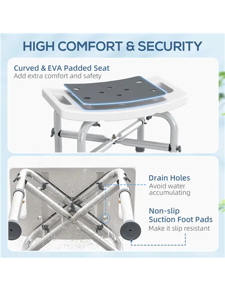 HOMCOM 44-51.5cm Aluminium Frame Shower/Bath Stool - Grey