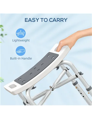 HOMCOM 44-51.5cm Aluminium Frame Shower/Bath Stool - Grey