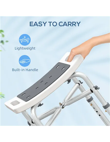 HOMCOM 44-51.5cm Aluminium Frame Shower/Bath Stool - Grey