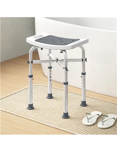 HOMCOM 44-51.5cm Aluminium Frame Shower/Bath Stool - Grey