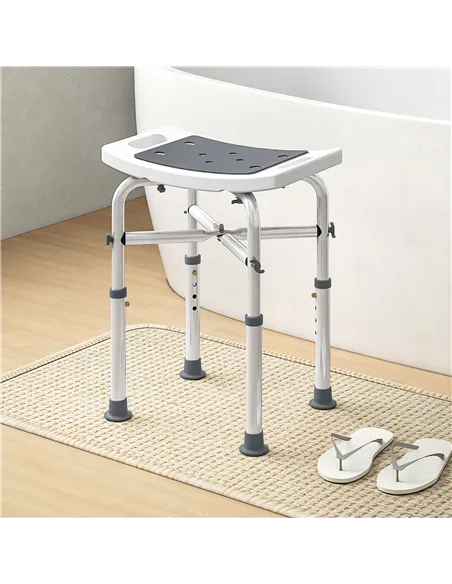 HOMCOM 44-51.5cm Aluminium Frame Shower/Bath Stool - Grey