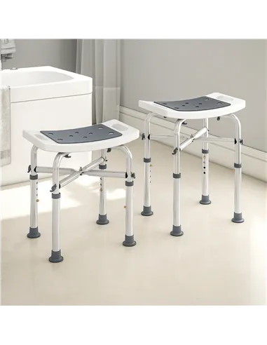HOMCOM 44-51.5cm Aluminium Frame Shower/Bath Stool - Grey