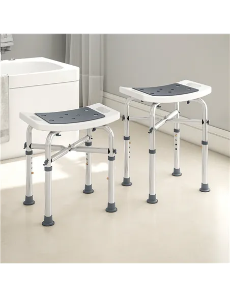 HOMCOM 44-51.5cm Aluminium Frame Shower/Bath Stool - Grey