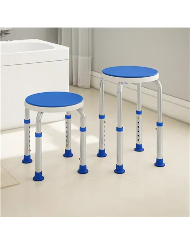 HOMCOM 360° Swivel Shower Chair, Height Adjustable Aluminium Shower Stool with Non-Slip Feet for Disabled, Elderly, Blue