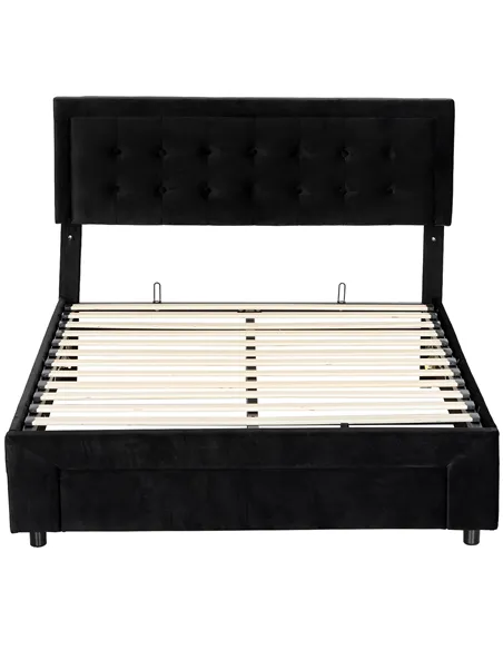 HOMCOM King Size Ottoman Bed Frame, with Front Drawer - Black