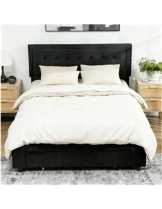 HOMCOM King Size Ottoman Bed Frame, with Front Drawer - Black 2