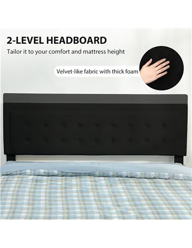 HOMCOM King Size Ottoman Bed Frame, with Front Drawer - Black